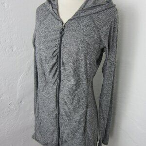 Athleta Athletic Jacket Size M Grey Full Zip Ruched Fitted Zip Pockets
